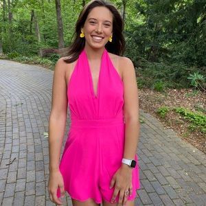 Hot pink flowy romper